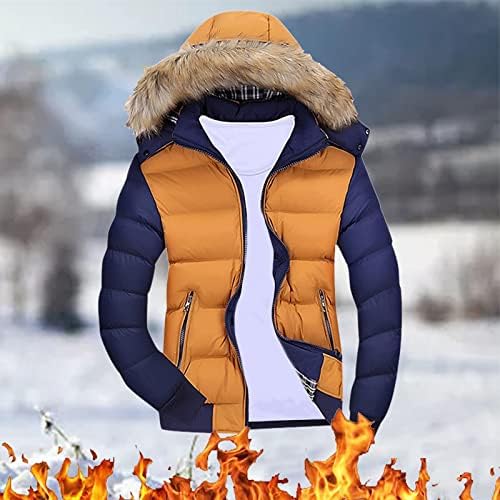 ZDFER erkek uzun kaban, Patchwork Uzun Kollu Ceket Kapşonlu Yaka Parkas Kış Sıcak Tişörtü Casual Kazak Dış Giyim