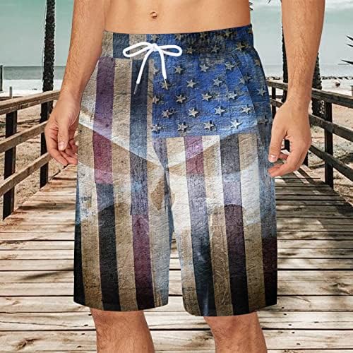 4 temmuz erkek Klasik Fit Rahat Şort Elastik Kemer Amerikan Bayrağı Baskılı Şort Günlük Giyim Cepler ile