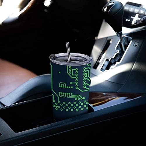 Devre Desen kahve bardağı 600ML Araba pipetli bardak Flip Top paslanmaz çelik seyahat kupası İçecek su Şişesi