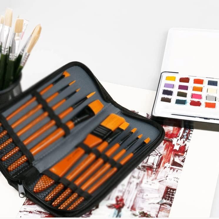 CZDYUF 10 adet Suluboya Yağlıboya Bez Çanta ile Çok Fonksiyonlu Naylon Fırça Sanat Malzemeleri Fırça Seti (Renk: C, Boyutu: