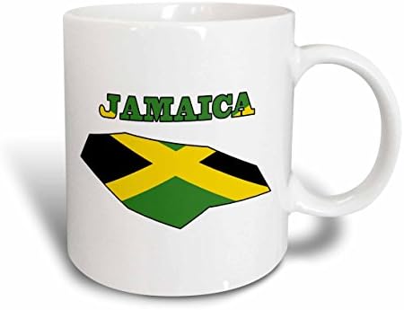 Anahat haritasında 3dRose Jamaika bayrağı ve Jamaika kelimesi-Kupalar (mug_58778_7)