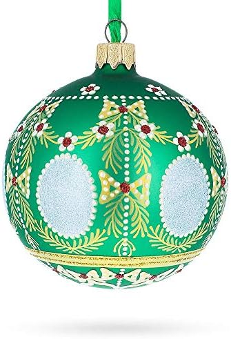 1908 Alexander Sarayı Kraliyet Yumurta Yeşil Cam Top Yılbaşı Süsleme 3.25 İnç