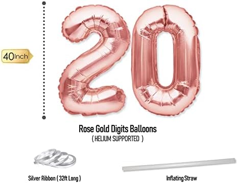 Onun için 20 parti malzemeleri gül altın Doğum günün kutlu olsun balon afiş ve lateks ve konfeti balonları da dahil olmak