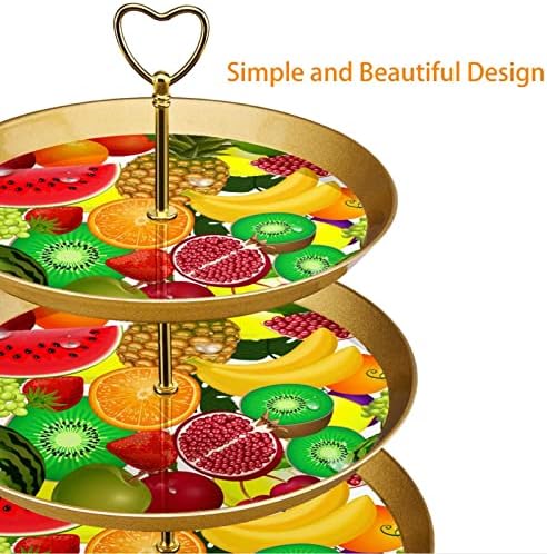 Kek Standı, Cupcake Standı, Tatlı Standları Masa Ekran Seti, Soyut Renkli Meyve Ananas Muz Desen