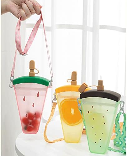 1 Adet Sevimli Dondurma Su Şişeleri ile Kayış Kawaii İçme Çanta Buz Bar Şeffaf Sızdırmaz Plastik Sürahi Fincan İçecek Su