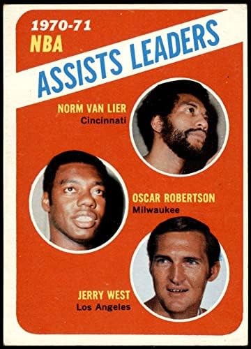 1971 Topps 143 NBA Liderlerine Asist Yapıyor Norm Van Lier / Jerry West / Oscar Robertson Cincinnati / Milwaukee / Los
