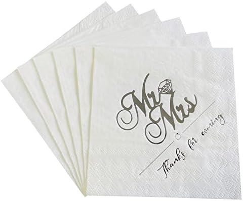 Mr & Mrs Düğün Tek Kullanımlık Akşam Yemeği Kağıt Peçeteler Düğün Nişan Partisi Resepsiyonu için 2 katlı, Masa Süslemeleri,
