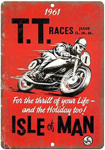 TT Yarışları Isle of Man Motosiklet Tabela Vintage Duvar Posteri Retro Demir Boyama Metal Plak Levha Bar Cafe Garaj Ev Hediye