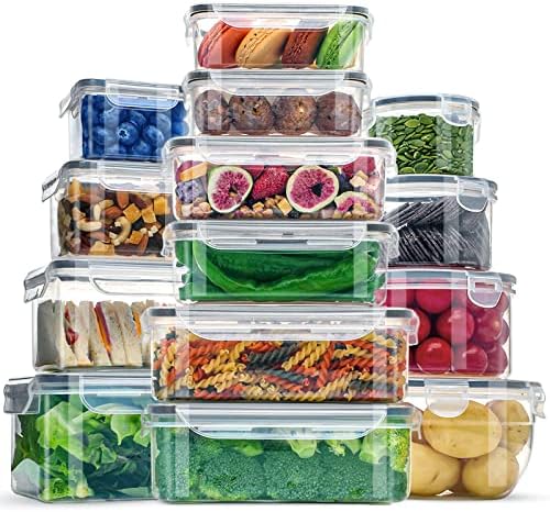 28 Adet Kapaklı Gıda Saklama Kapları Gıda için EKSTRA BÜYÜK Dondurucu Kapları BPA İçermeyen Et Meyve Sebze Kapaklı Gıda için