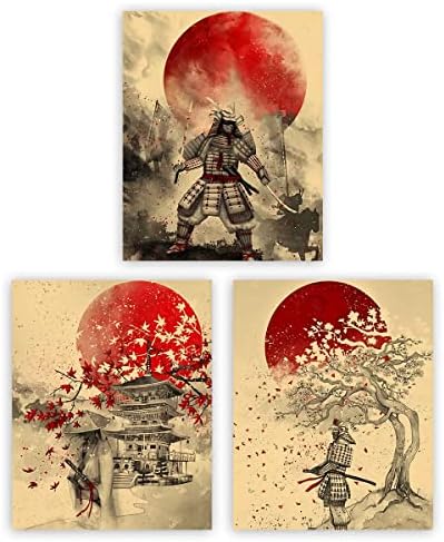Japon Sanat Posterleri,Oturma Odası Ofis Dekor Retro Samurai Duvar Sanatı Duvar Dekor İlham totem ,Çerçevesiz Tuval 8x10