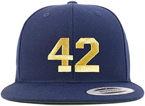 Trendy Giyim Mağazası Numarası 42 Altın iplik Düz Fatura Snapback Beyzbol şapkası