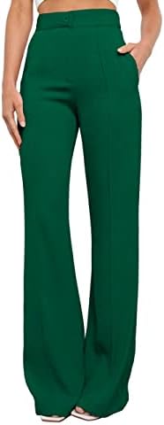 SİFLİF kadın Rahat Yüksek Belli Geniş Bacak Pantolon, Bootcut takım elbise pantalonları Kadınlar için, İş cepli pantolon