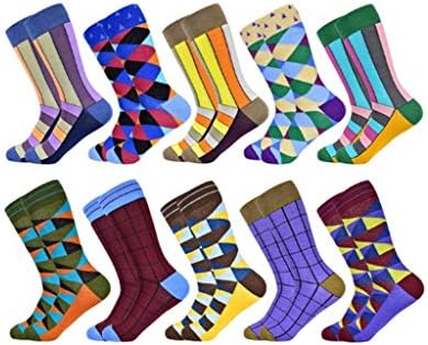 RENSLAT 10 Çift erkek ve kadın Çorap Renkli Hediyeler Pamuk Çorap Erkekler ve Kadınlar için Ekose İş Rahat Çorap (Renk :
