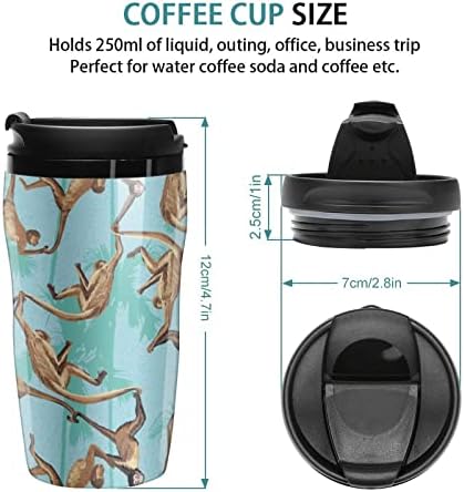Maymun Ormanda Palmiye Ağaçları Plastik Kahve kapaklı kupa Çift Duvar Yalıtım tasarımı seyahat tipi kupa Bardak Tutucu Dostu