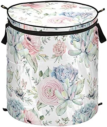ALAZA 50 L Katlanabilir çamaşır sepeti, Gül Çiçek Kaktüs Kaktüsler Vintage Pop-up saklama sepetleri Dolap Banyo için