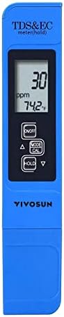 VİVOSUN TDS Test Cihazı 3-in-1 TDS EC ve Sıcaklık Ölçer Ultra Yüksek Doğruluk Dijital Su Kalitesi TDS Test Cihazı (Mavi)