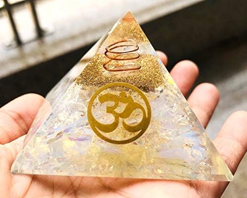 crystalmiracle Opalite Orgon 48 MM Piramit Om Sembolü EMF Koruyucu Enerji Jeneratörü Kristal Şifa Sağlık Reiki Feng Shui