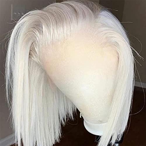 Kısa Bob Dantel Ön Peruk Kül Beyaz 60 Platin sarı insan saçı HD Şeffaf 13x4 Dantel Peruk Beyaz Kadınlar için 150 % Yoğunluk