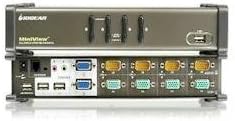 IOGEAR KVM Anahtarı GCS1744 Çift Görünüm KVM Anahtarı 4-Port w/Ses ve USB Çevre Birimi Paylaşımı Elektronik Tüketici Elektroniği