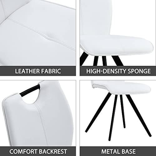 Royard Oaktree Yemek Sandalyeleri Metal Ayaklı 4 Modern PU Deri Vurgulu Sandalye Seti Yemek Odası için Döşemeli Kolsuz Mutfak