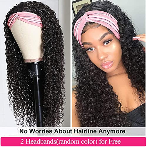 Flady kıvırcık kafa bandı peruk insan saçı brezilyalı kıvırcık kafa bandı insan saçı peruk siyah kadınlar için 150 % yoğunluk