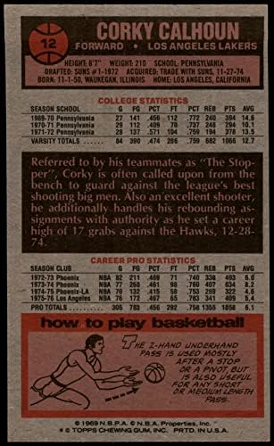 1976 Topps 12 Corky Calhoun Los Angeles Lakers (Basketbol Kartı) ESKİ / MT + Lakers U Penn