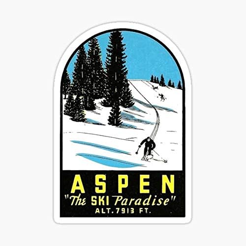 Aspen Colorado Vintage Kayak Seyahat çıkartma-Etiket Grafiği-Otomatik, Duvar, Dizüstü Bilgisayar, Hücre, Pencereler için