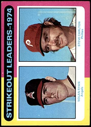 1975 Topps 312 Grev Liderleri Nolan Ryan / Steve Carlton Melekler / Phillies (Beyzbol Kartı) ESKİ / MT Melekler / Phillies