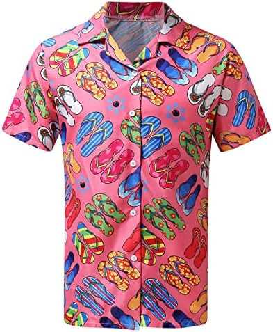Yaz Ahola Gömlek Mens, Kısa Kollu Düğme Aşağı Hawaii Gömlek Plaj Üstleri Rahat Parti Tasarımcı Gömlek