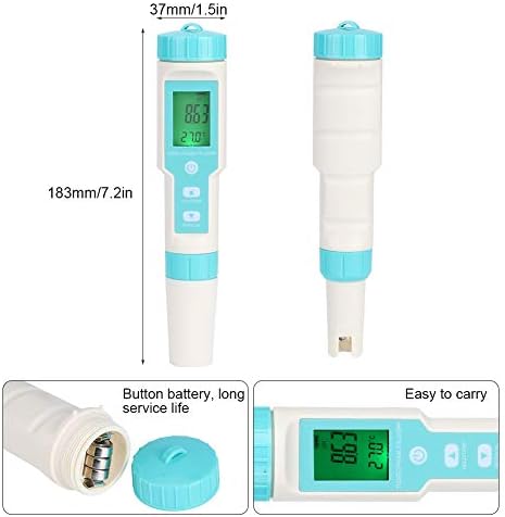 Fdıt Profesyonel Su Kalitesi Test Cihazı Su Kalitesi Test Ölçer Tuzluluk PH TDS EC ORP Test Cihazı, 4 in 1 Taşınabilir Dijital