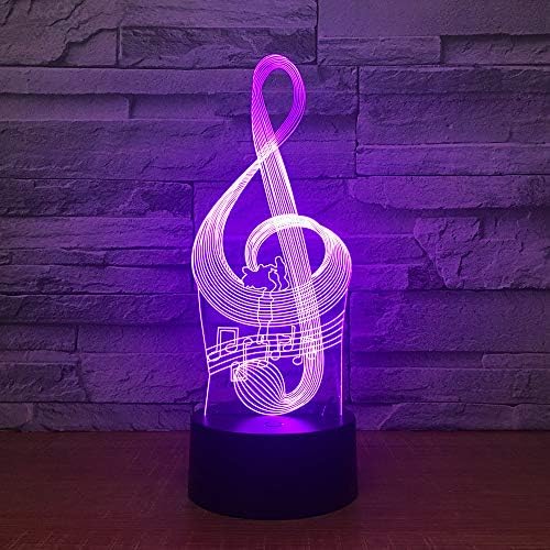 Müzik Not 3D Gece Lambası, Akrilik, 7 Renk Değiştirme Optik Illusion Dokunmatik Masa masa lambası, çocuklar için mükemmel