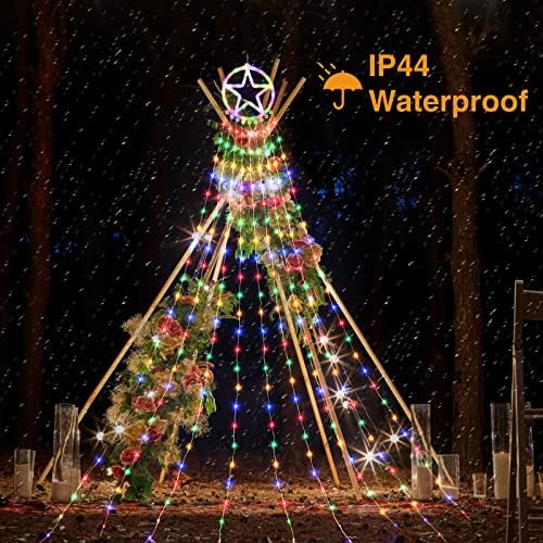 Açık noel süslemeleri ağacı ışıkları ile uzaktan, 10.4 ft 324LED şelale ışıkları 8 modları ve zamanlayıcı Noel dize ışıkları