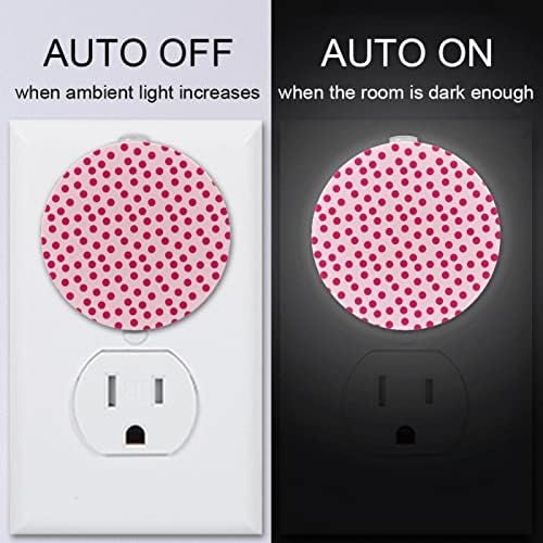 2 Paket Plug-in Gece Lambası LED Gece Lambası Pembe Polka Dot Pembe Arka Plan Alacakaranlıktan Şafağa Sensörü Çocuk Odası,