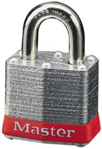 Ana Kilit 3 KARE Güvenlik Kilitleme Anahtarlı Asma Kilit 1-9 / 16 inç Gövde, 3/4 inç Kelepçeli, Kırmızı Tamponlu