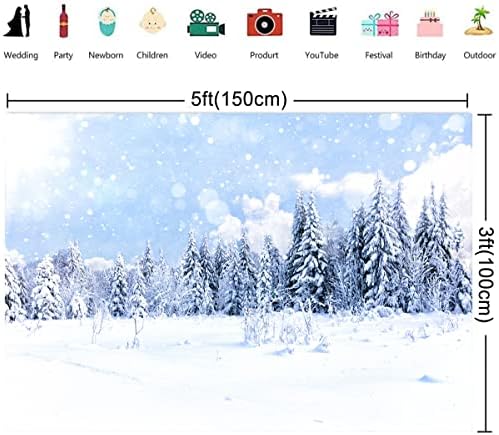 5x3ft Kış Kar Orman Zemin Dondurulmuş Beyaz Noel Ağaçları Noel Yeni Yıl Partisi Süslemeleri için
