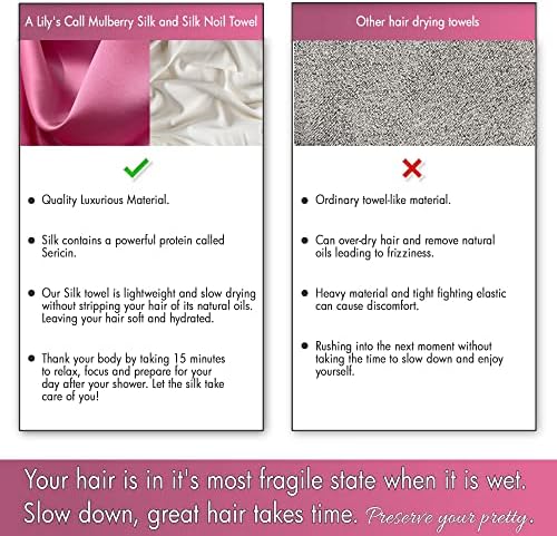 Zambak Çağrısı Saf Dut İpek ve İpek Noil Saç Kurutma Havlusu-Islak Saçlar ve Kuru Saçlar için Tersine Çevrilebilir-Kadınlar