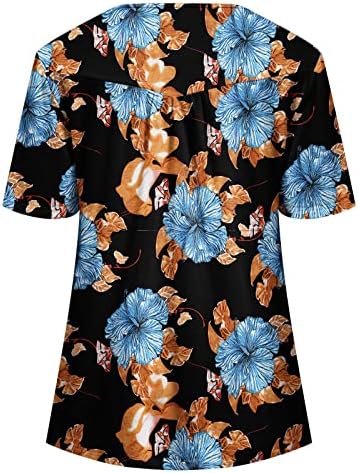 Yaz Üstleri Kadınlar için 2023 Kısa Kollu Gömlek Henley Gizlemek Göbek Tunik Şık Casual Bluzlar Tayt Çiçek Tee