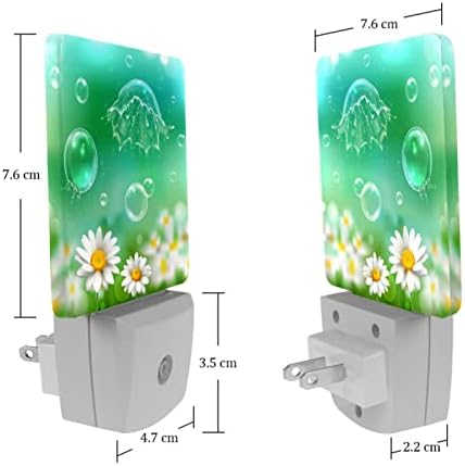 2 Paket Sıcak Beyaz LED Gece Lambası Sabun Köpüğü Papatya Alacakaranlıktan Şafağa Sensörlü Kompakt Gece Lambası Kreş için