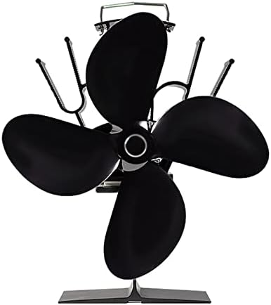 Uongfi 4 siyah şömine ısı Powered soba Fan günlük ahşap brülör çevre dostu sessiz Fan ev verimli ısı dağılımı ısı fanı (renk: