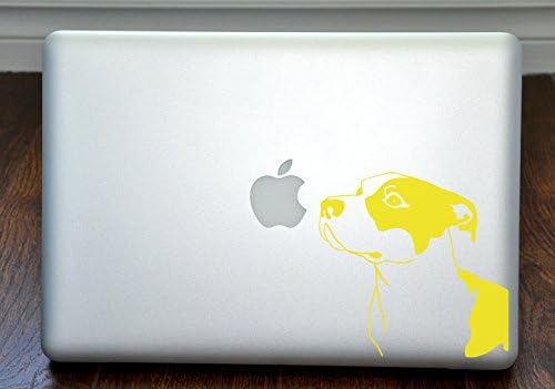 Pitbull Köpek Irkı Koklama Elma Sarı Çıkartma 13 Dizüstü Bilgisayar için