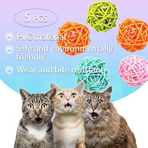 Andiker Kedi Topları, 5 adet Renkli ve yap-Çan Kedi Ses Topu Oyuncak Kuş Oyuncaklar Doğal Oyun Topları Papağan Kemiren Oyuncak
