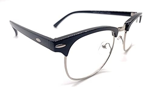 Siyah Gümüş Şeffaf Lens Club Master Yarım Jant Moda Göz Gözlükleri. Unisex mavi ışık engelleme gözlük Retro yarı çerçevesiz