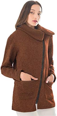 Andongnywell kadın Yan Fermuar Up Artı Kaşmir Ceket Ceket Giyim Yüksek Boyun Taraf Zip Yıpratır (Deve, X-Large)