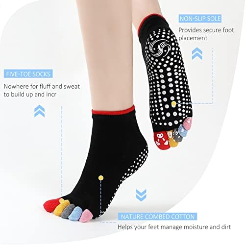 Kadınlar için Hellomamma Yoga Çorap, Anti Kayma Pilates Sapları Çorap Barre Spor Yalınayak Eğitim Çorap Kaymaz Hastane Çorap