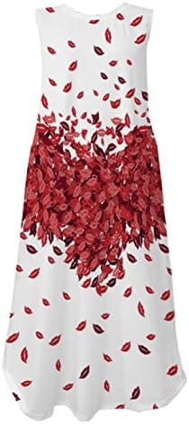 Jiabing Yaz Elbiseler Kadınlar için Rahat Kolsuz Sundress Çiçek Bölünmüş Maxi Elbiseler Boho Plaj Tankı Elbise Cepler ile