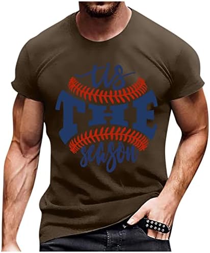 Erkek Crewneck T-Shirt Beyzbol Grafik Baskı Gömlek Atletik Hip Hop Yenilik Kısa Kollu Pamuk Tee Erkekler için Tops