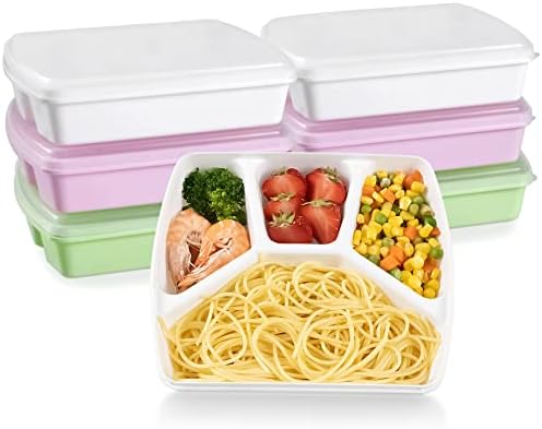 6 Paket Yemek Hazırlama Öğle Yemeği Kapları, Yeniden Kullanılabilir Bento yemek kabı Kapaklı Bölünmüş Gıda Saklama Kapları,