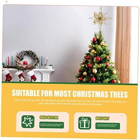 BESTOYARD Noel Ağacı Üst Yıldız Doğuş Süsler Doğuş Dekor Glitter Treetop Metal Simli Ağacı Topper Yıldız Ağacı Topper Noel