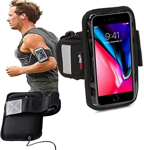 Navitech Siyah Koşu / Koşu / Bisiklet Suya Dayanıklı Spor Kol Bandı ile Uyumlu LG V50 ThinQ cep telefonu