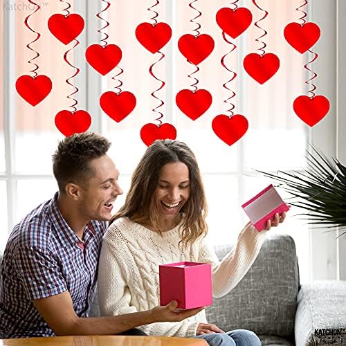 Parlak Kırmızı Asılı Kalp Swirls-Hayır DIY, 18 paket / Kırmızı Keçe Kalp Çelenk, Sevgililer Günü Dekor - 4 Dizeleri | Parti
